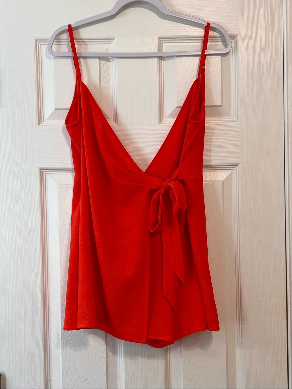 Show Me Your Mumu Wrap Front Romper Tie Waist Red Orange Small